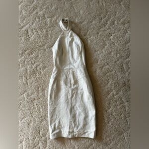 Michael Hoban White Halter Sheath Dress